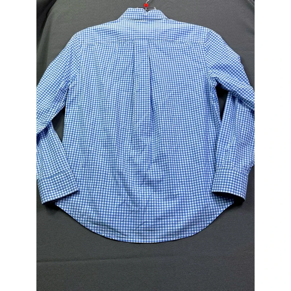 Ralph Lauren Boys Blue Gingham Natural Stretch Button Down‎ Shirt Size M 10-12